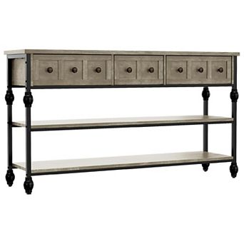 Long 53" Console Sofa Table with 3 Drawers, Entryway Table with 3 tier Storage Shelves