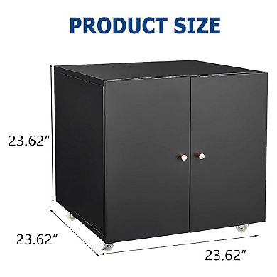 Printer Stand with File Storage Cabinet, Metal Printer Cabinet on Wheels
