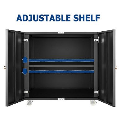 Printer Stand with File Storage Cabinet, Metal Printer Cabinet on Wheels