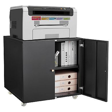 Printer Stand with File Storage Cabinet, Metal Printer Cabinet on Wheels