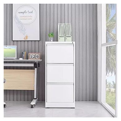 3 Drawer Metal Filing Cabinet, Vertical File Cabinets with Lock Home Office Metal File Organizer