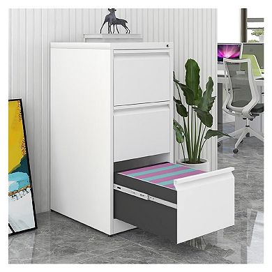 3 Drawer Metal Filing Cabinet, Vertical File Cabinets with Lock Home Office Metal File Organizer