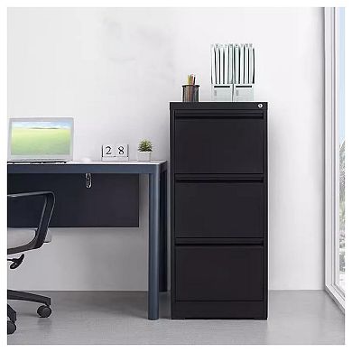 3 Drawer Metal Filing Cabinet, Vertical File Cabinets with Lock Home Office Metal File Organizer