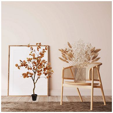 Artificial Faux Eucalyptus Tree Decor, Faux Silk Plant Lifelike Fake Potted Fall Eucalyptus Ficus