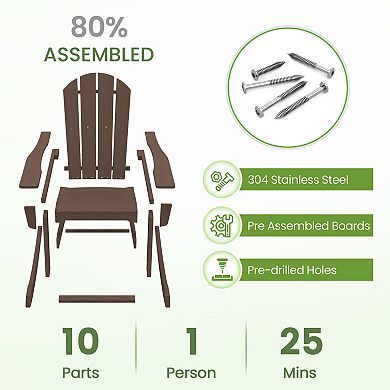 2-Pieces All-Weather HDPE Rocking Adirondack Chairs/ Patio Outdoor Rocking Chairs Set of 2