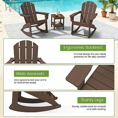 2-Pieces All-Weather HDPE Rocking Adirondack Chairs/ Patio Outdoor Rocking Chairs Set of 2