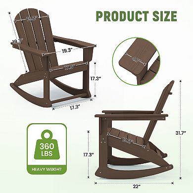 2-Pieces All-Weather HDPE Rocking Adirondack Chairs/ Patio Outdoor Rocking Chairs Set of 2