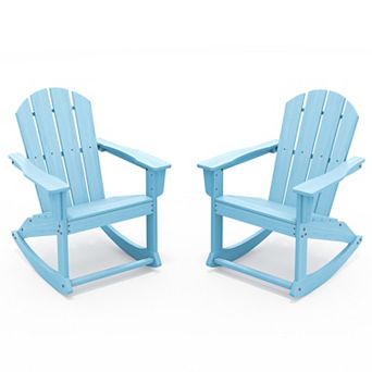 2 pc All-Weather HDPE Rocking Adirondack Chairs/ Patio Outdoor Rocking Chairs Set of 2