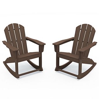 2 pc All-Weather HDPE Rocking Adirondack Chairs/ Patio Outdoor Rocking Chairs Set of 2