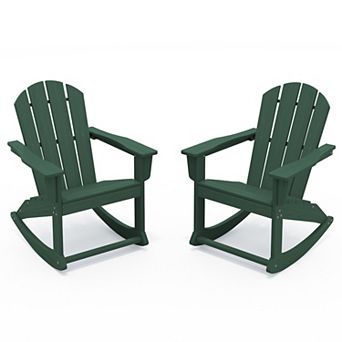 2 pc All-Weather HDPE Rocking Adirondack Chairs/ Patio Outdoor Rocking Chairs Set of 2