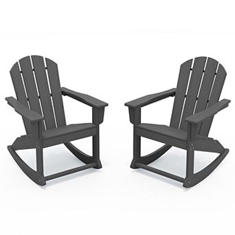 2 pc All-Weather HDPE Rocking Adirondack Chairs/ Patio Outdoor Rocking Chairs Set of 2