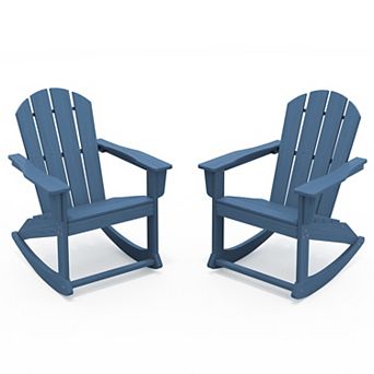 2 pc All-Weather HDPE Rocking Adirondack Chairs/ Patio Outdoor Rocking Chairs Set of 2