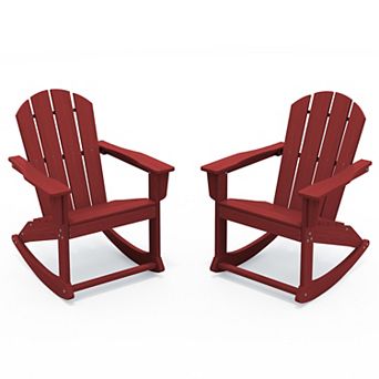 2 pc All-Weather HDPE Rocking Adirondack Chairs/ Patio Outdoor Rocking Chairs Set of 2