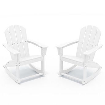 2 pc All-Weather HDPE Rocking Adirondack Chairs/ Patio Outdoor Rocking Chairs Set of 2