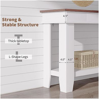 Long Console Table with Drawers, Wooden Rectangular Entryway Table