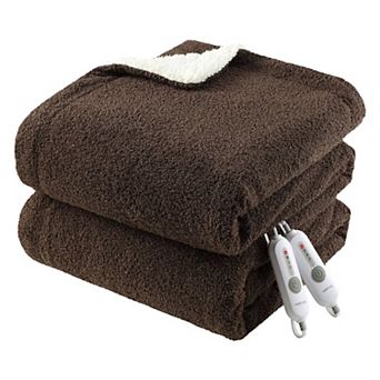 Electric Blanket Heated Throw, Heated Blanket Soft Double Sherpa with 4 Heating & 4 Hours Auto Off