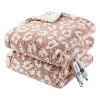Electric Blanket Heated Throw, Heated Blanket Soft Double Sherpa with 4 Heating & 4 Hours Auto Off