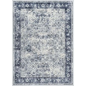 Area Rug Washable Rug, Vintage Floral Print Rug, Indoor Foldable Traditional Mat Distressed Thin Rug