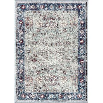 Area Rug Washable Rug, Vintage Floral Print Rug, Indoor Foldable Traditional Mat Distressed Thin Rug