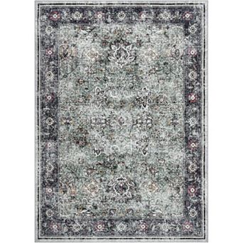 Area Rug Washable Rug, Vintage Floral Print Rug, Indoor Foldable Traditional Mat Distressed Thin Rug