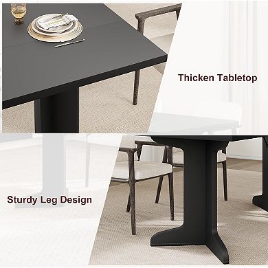 71"W Dining Table for 6-Table Only, Farmhouse Kitchen Table with Padded Top and Unique V-Shaped Feet