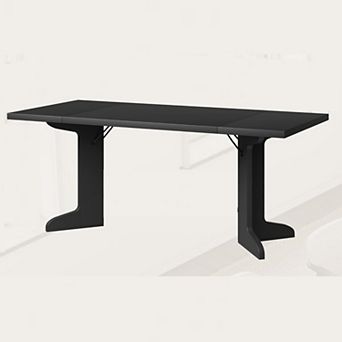71"W Dining Table for 6-Table Only, Farmhouse Kitchen Table with Padded Top and Unique V-Shaped Feet