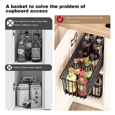 2 Pack Pull Out Cabinet Organizers Slide Out Basket Drawers