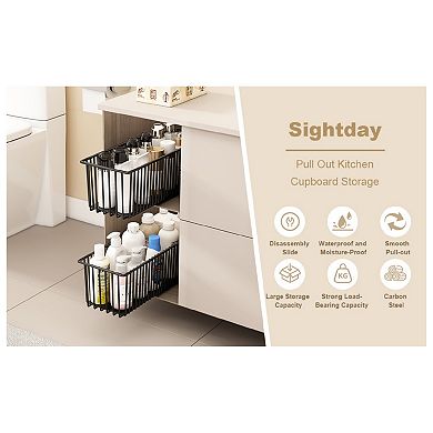 2 Pack Pull Out Cabinet Organizers Slide Out Basket Drawers