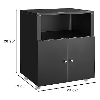 Printer Stand with Storage, Copier Printer Cabinet with 2 Doors Mobile Metal File Cabinet
