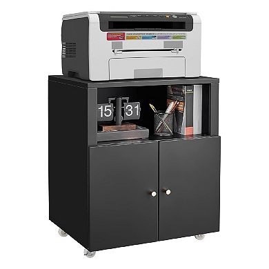 Printer Stand with Storage, Copier Printer Cabinet with 2 Doors Mobile Metal File Cabinet