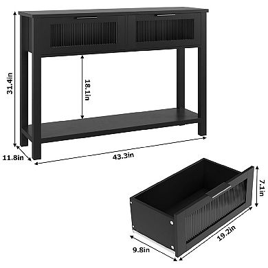 Console Table with 2 Glass Drawers, Spacious Storage, Versatile Design, Easy Assembly