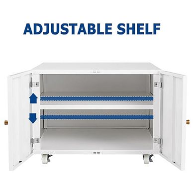 Metal Printer Stand with Storage, Heavy Duty 3D Printer Cabinet on Wheels for Home Office