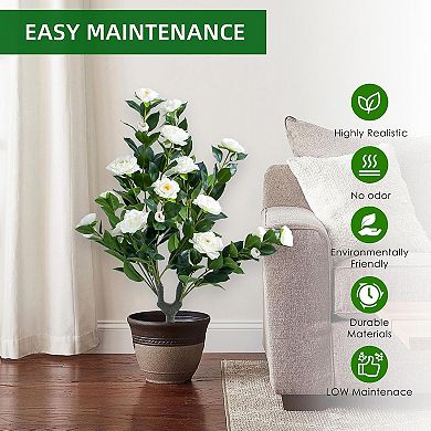 4 Pack Artificial Flower Ball Tree with Ground Spike,90cmx40cm