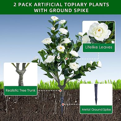 4 Pack Artificial Flower Ball Tree with Ground Spike,90cmx40cm