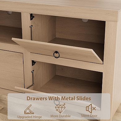 Farmhouse TV Stand for TVs, 70" W Entertainment Center with 6 Storage Drawers & Soundbar Shelf