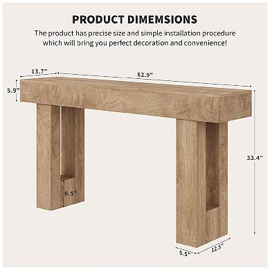 Farmhouse Console Table, Long Sofa Table Behind The Couch, Narrow Sofa Table with Storage