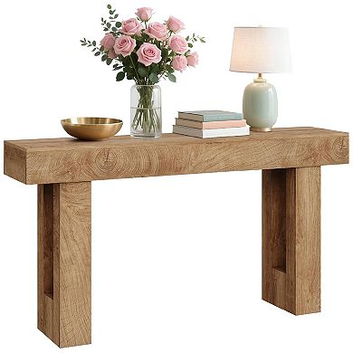 Farmhouse Console Table, Long Sofa Table Behind The Couch, Narrow Sofa Table with Storage