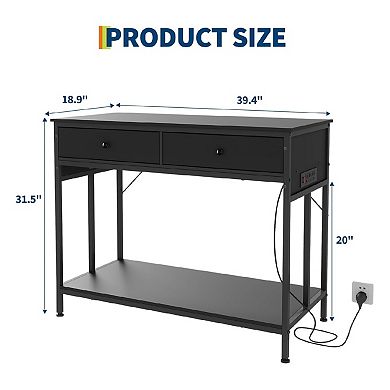 Aquarium Stand 40 Gallon with Power Outlet, Metal Frame White Fish Tank Stand with Storage Drawers