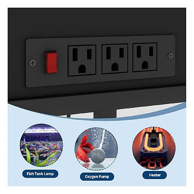 Aquarium Stand 40 Gallon with Power Outlet, Metal Frame White Fish Tank Stand with Storage Drawers