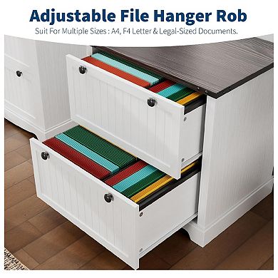 Farmhouse Lateral File Cabinet with 2 Large Drawers, File Cabinets with Hanging File Folders
