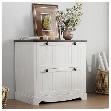 Farmhouse Lateral File Cabinet with 2 Large Drawers, File Cabinets with Hanging File Folders