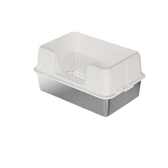 Stainless Steel Cat Litter Box with Lid, Kitten Litter Box Non-Stick Metal Covered Cat High Sides