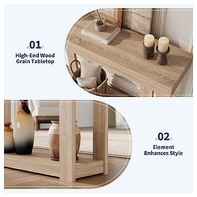 Farmhouse Wood Console Table for Entryway,Sofa Table with Shelves Entry Way