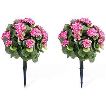 2 Pack Artificial Topiary Flower with Ground Spike ,Artificial Topiary Ball Trees ,55cmX35cm
