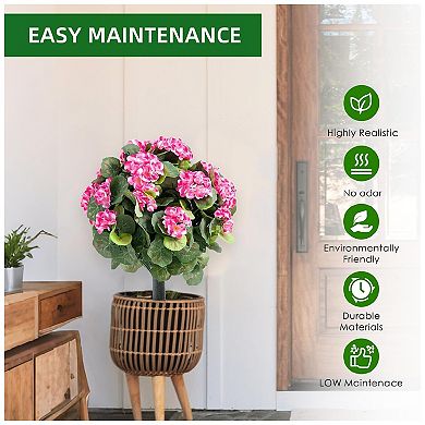 2 Pack Artificial Topiary Flower with Ground Spike ,Artificial Topiary Ball Trees ,55cmX35cm