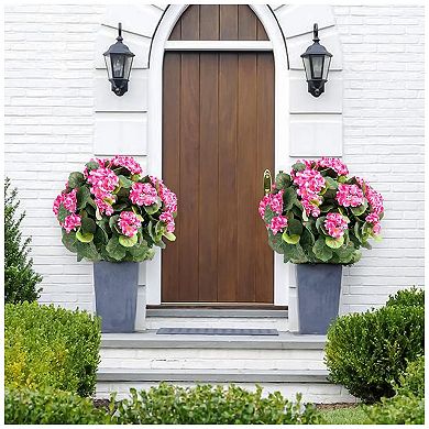 2 Pack Artificial Topiary Flower with Ground Spike ,Artificial Topiary Ball Trees ,55cmX35cm