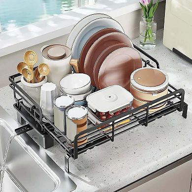 Carbon Steel Kitchen Dish Rack Set - Extendable Design, Durable Rustproof Material