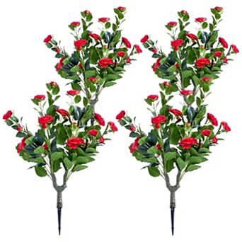 Artificial Topiary Flower with Ground Spike Set of 4,Artificial Topiary Ball Trees ,90X40CM