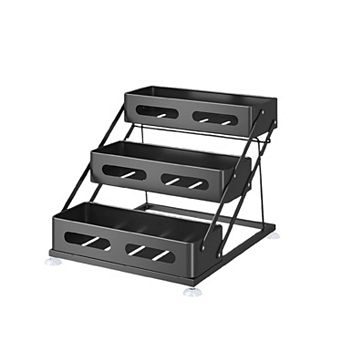 3 tier Countertop Spice Rack, Adjusted Height , Carbon Steel Tiered Spice Rack