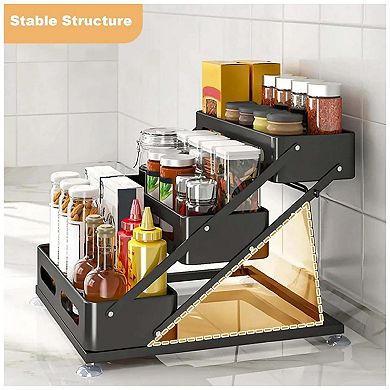 3-Tiers Countertop Spice Rack, Adjusted Height , Carbon Steel Tiered Spice Rack